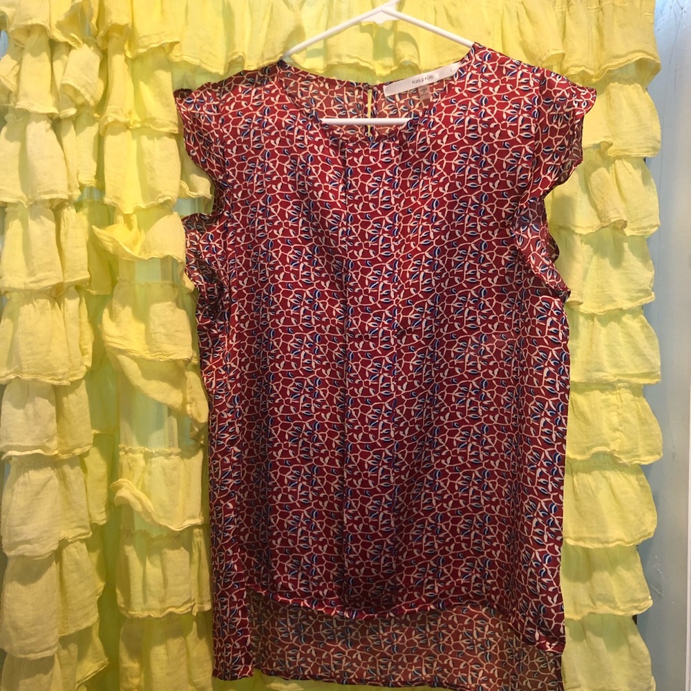 Red Patterned Dress Blouse